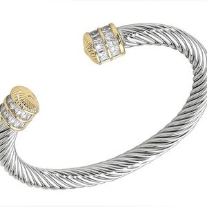 Twisted CZ  Two Tone Cable Cuff
